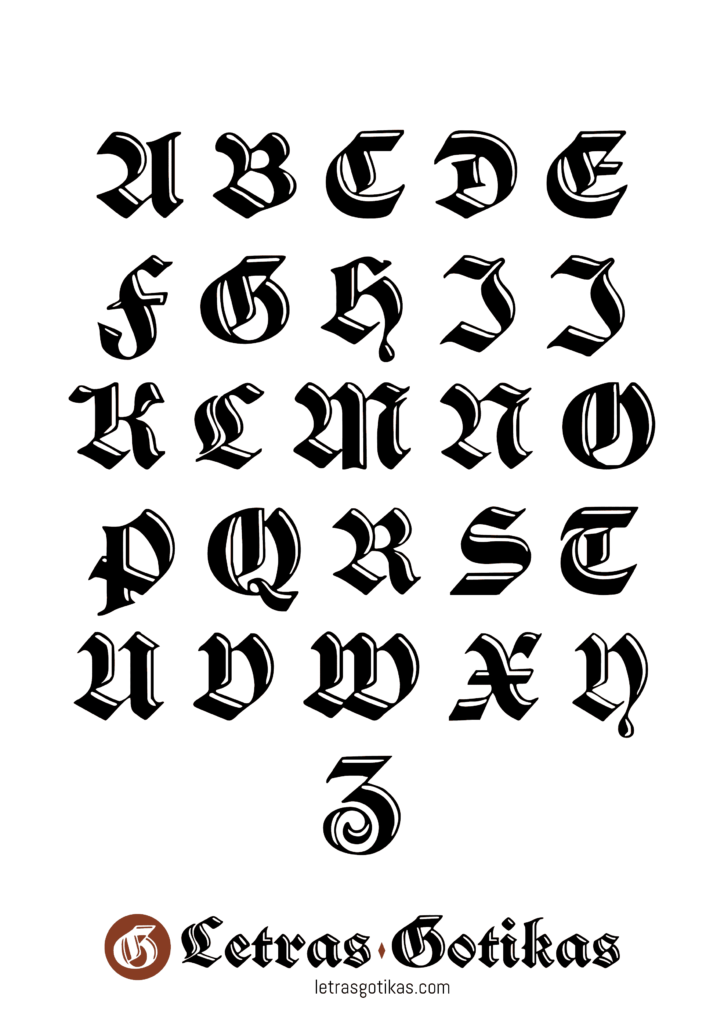 abecedario letras góticas plantilla mayúscula